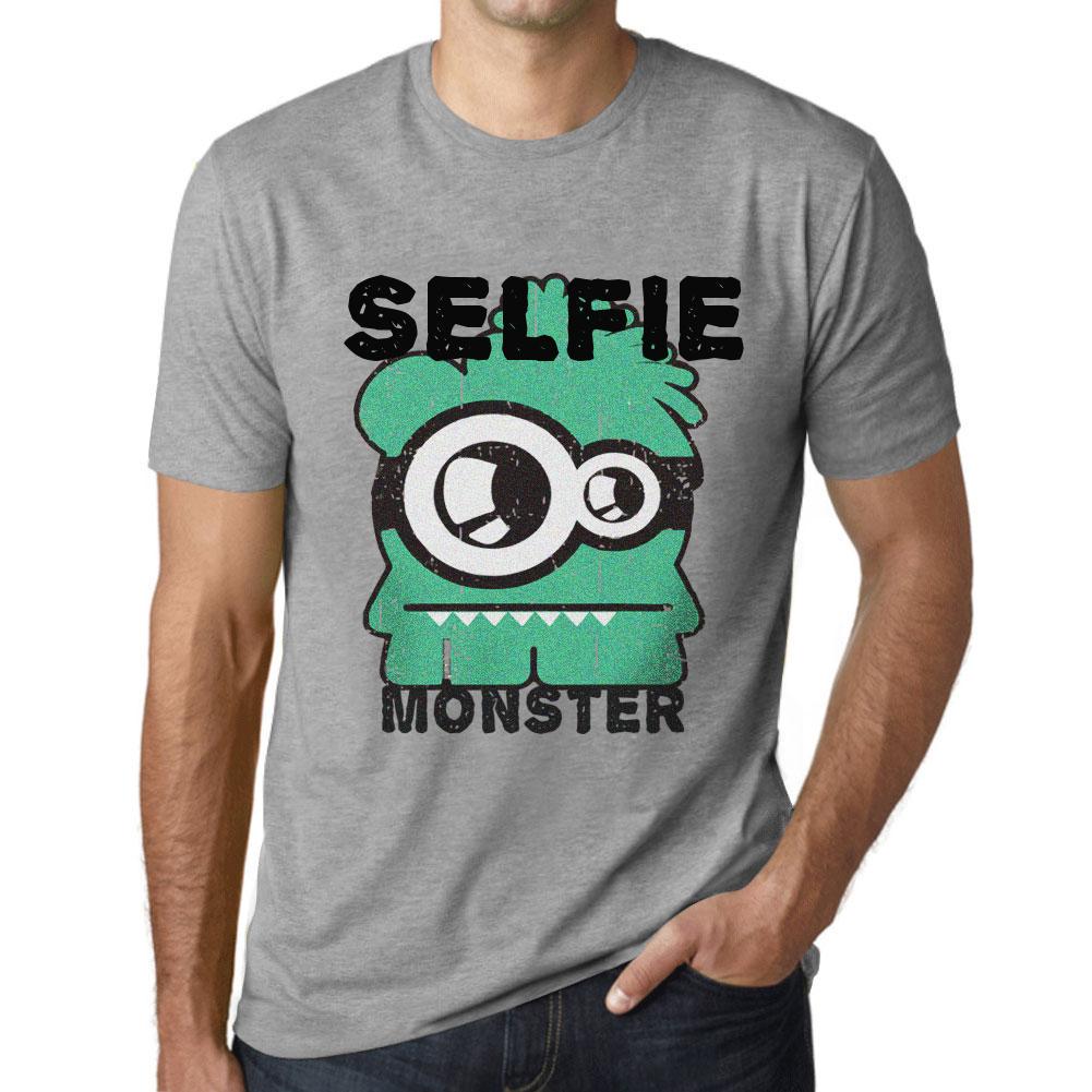 Pánské tričko Vintage tričko s grafikou Selfie Monster Grey Marl