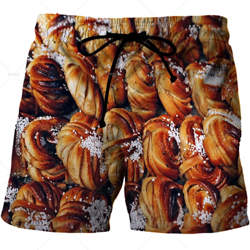 Summer 3D Food Graphic Print Shorts Fashionable Casual Beach Men's Shorts