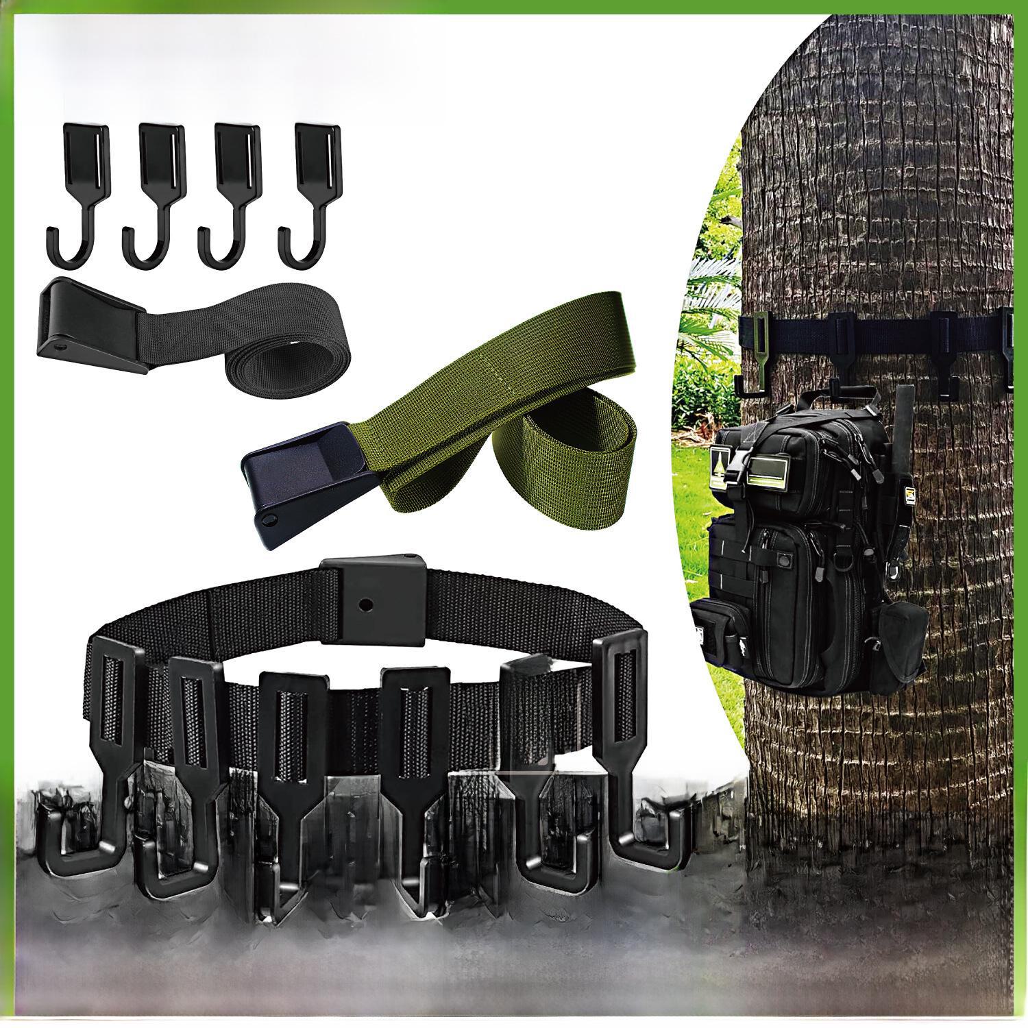 Gancio per alberi transfrontalieri: Attrezzatura per campeggio all'aperto e cinghie one strap + 4 hooks nero