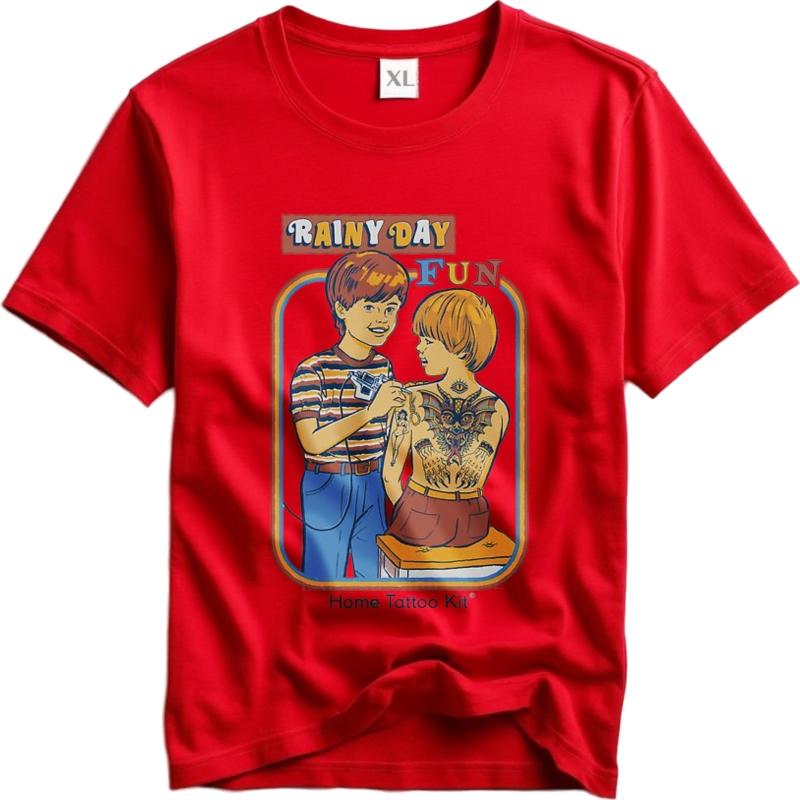 Big size summer For him tshirt Rainy Day Fun Tattoo Scene Short Sleeve Rock Oneck Top tees men cotton tshirt fashion tops S