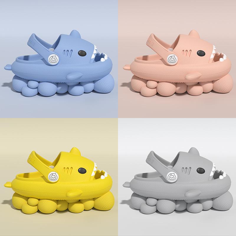 fashion Shevalues New Kids Shark Sandals Boys And Girls Summer Beach Slides Bathroom Slides EVA Indoor Cartoon Shoes House Flat Slippers