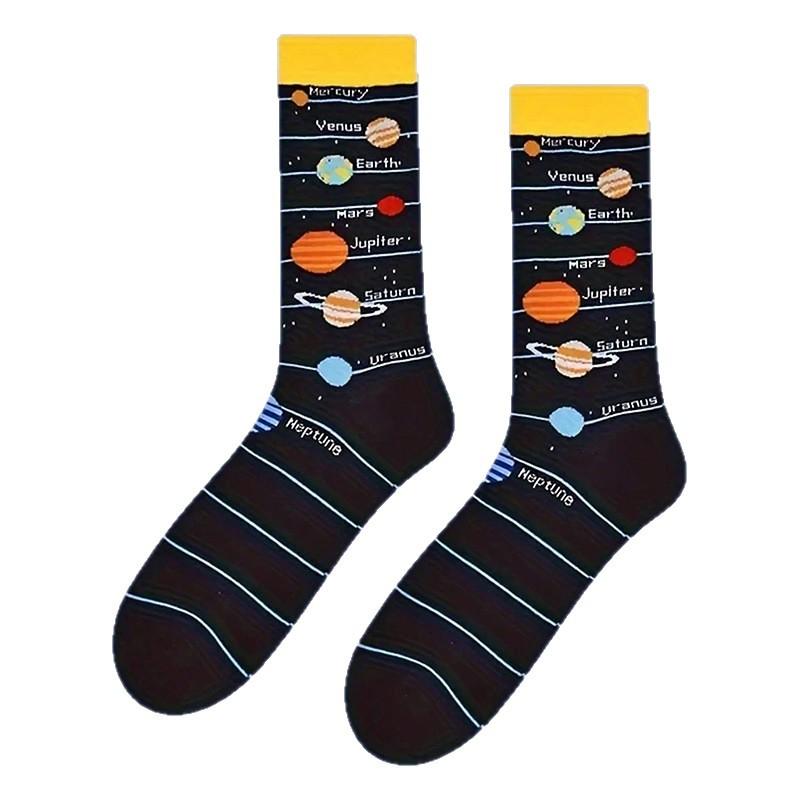 Носки Мужская Модная Тенденция Серия Космических Кораблей Планет 1 pair