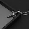 Hip Hop Punk Cross Circle Pendant Long Necklace Unisex Stainless Steel Sweater Chain