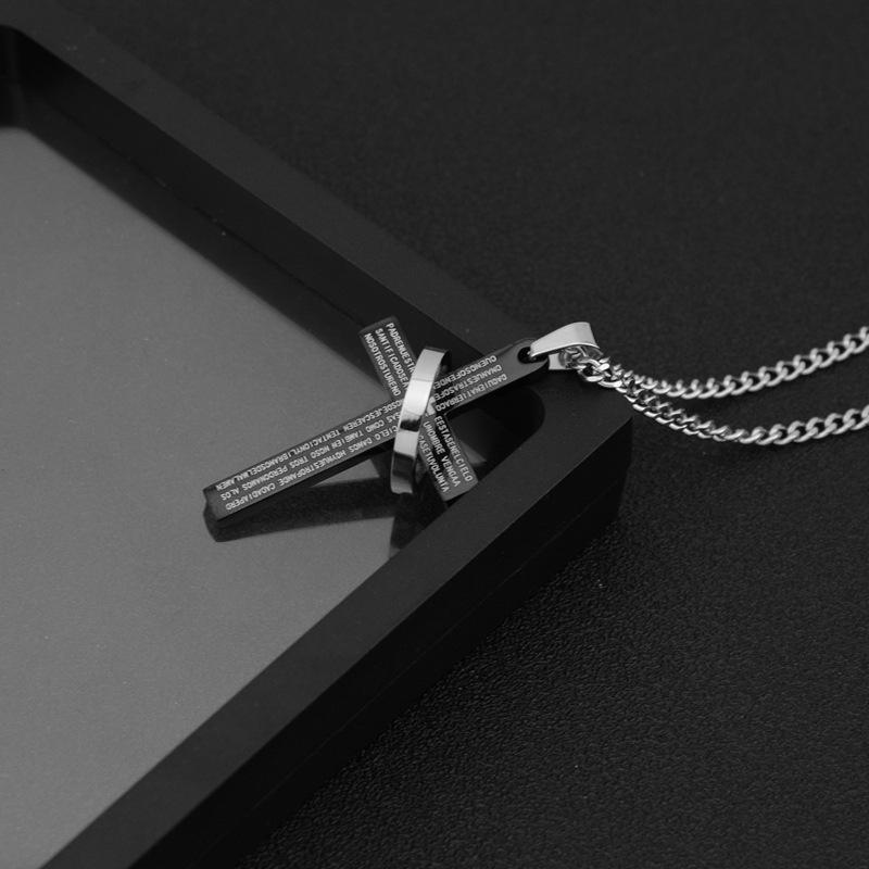 Hip Hop Punk Cross Circle Pendant Long Necklace Unisex Stainless Steel Sweater Chain