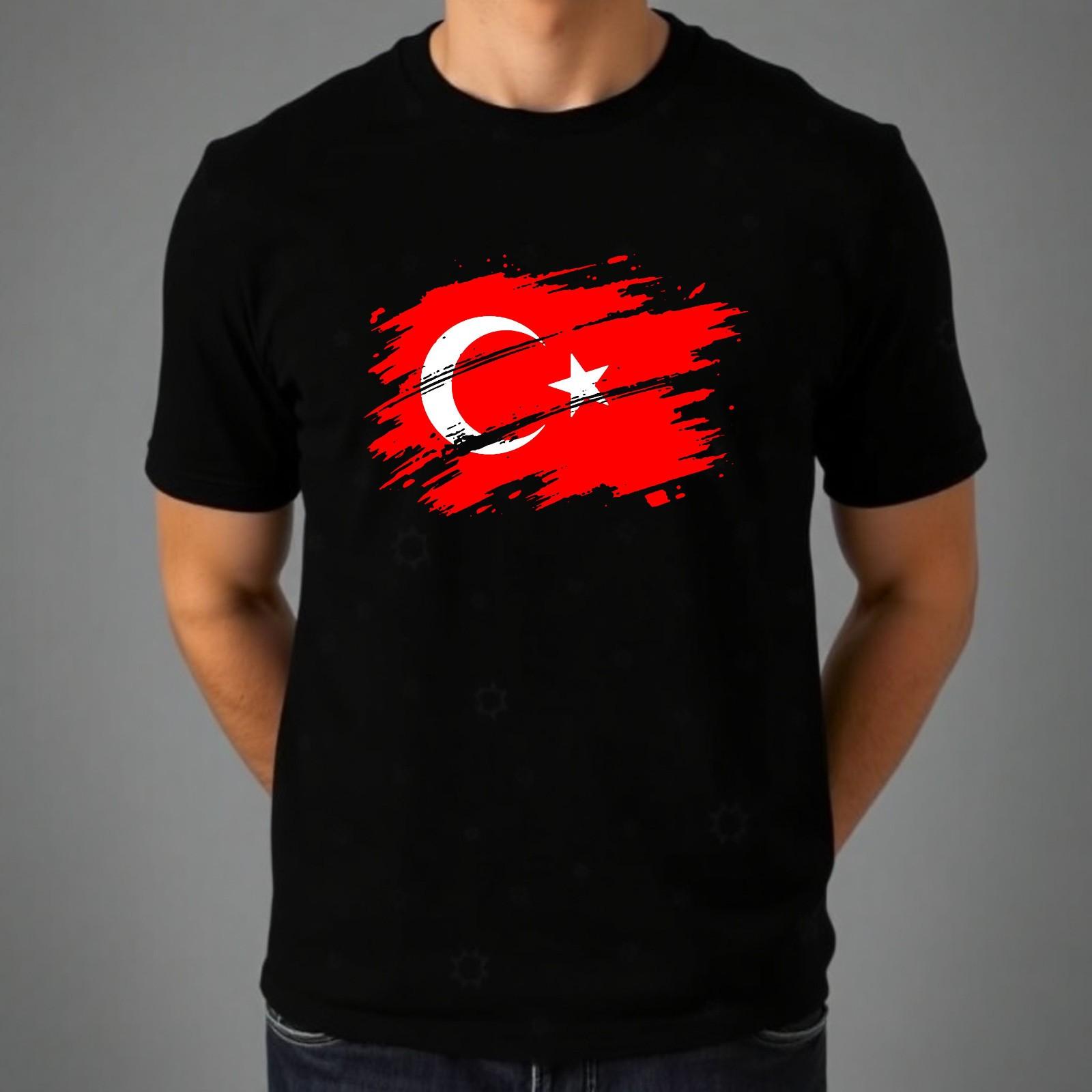 Turkey Flag T-Shirt Turkish National Emblem Country Pride Top Latest Men s Tee M