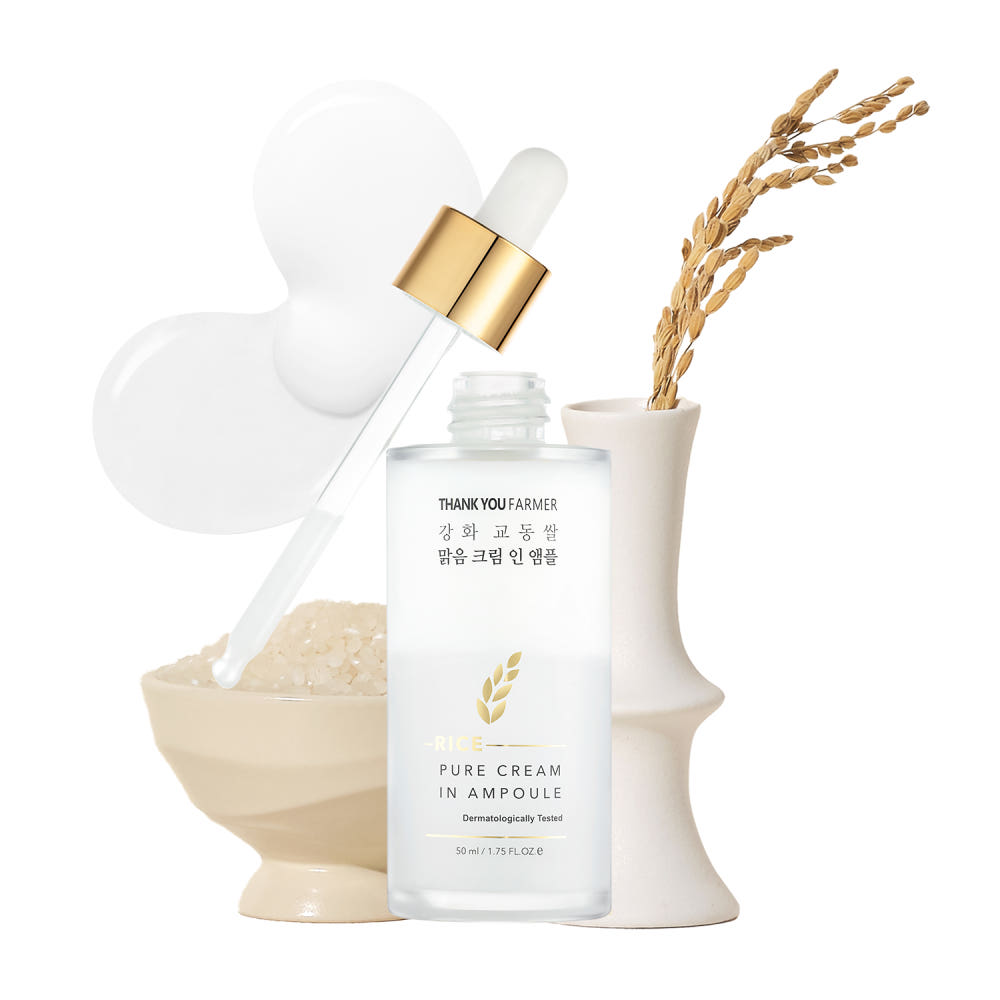 THANK YOU FARMER Rice Pure Cream in Ampoule 50ml Dual Layer Rice Brightening Moisture Ampoule