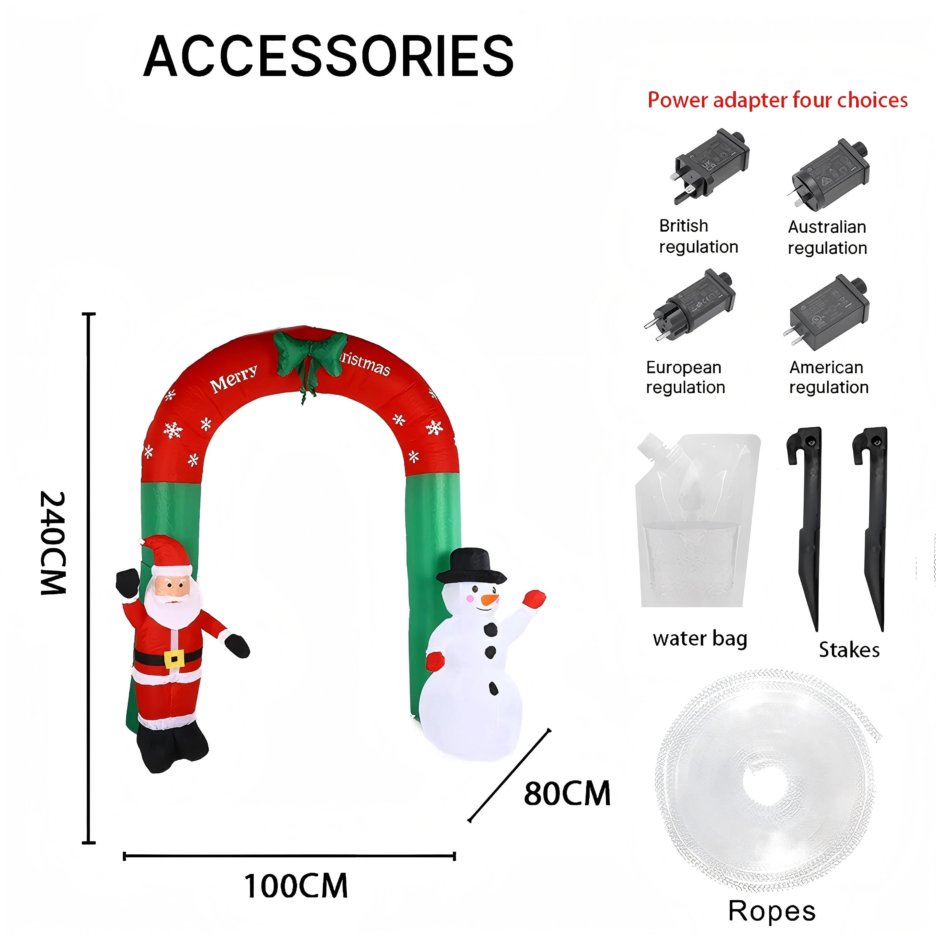 

7.87FT Светодиодная надувная арка для двора, Декор, Санта Клаус, Снеговик, Игрушка, Рождественские принадлежности, Домашний декор, Украшения, Рождественский праздничный подарок UK Plug