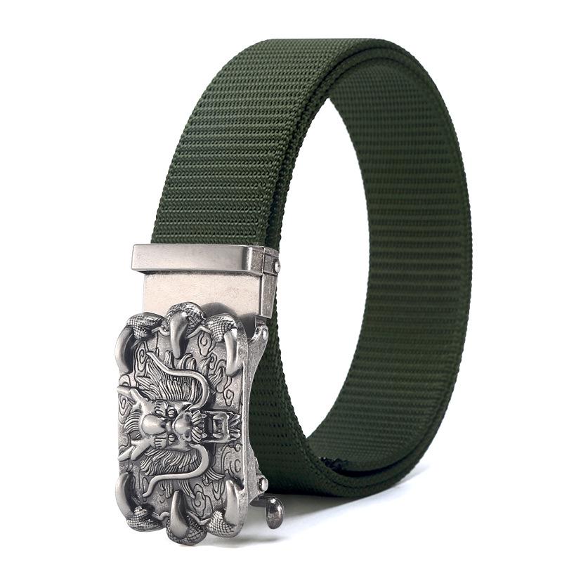 Men's Nylon Outdoor Sports Belt with Bronze and Automatic Alloy Buckles