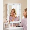 VASAGLE RDT114W01 Dressing Table with Mirror and Bulbs, Cosmetic Table with 2 Drawers and 3 Open Compartments, Dressing Table for Makeup, Modern