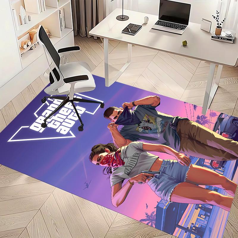 Game Grand Theft Auto Print Area Rug - Soft, Washable Non-Slip Indoor Mat for Office Chairs, Living Room, Home Office Decorative Rug