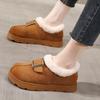 2025 Winter Shoes Women Suede Boots Warm Plush Flat Non-slip Cold Winter Fashion Ladies Ankle Snow Boots Black Yellow