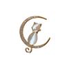 Moon Kitten Brooch High-end Brooch Suit Brooch Bag Accessory High-end and Simple Small Trinkets