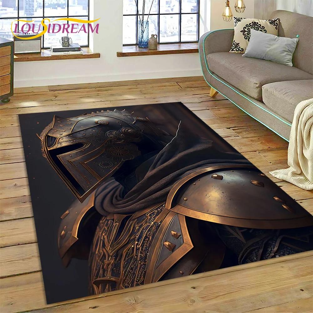 Cartoon 3D Crusaders Templar Black Knight  Carpet Rug for Home Living Room Bedroom Sofa Doormat Decor,Kids Area Rug Non-slip Mat