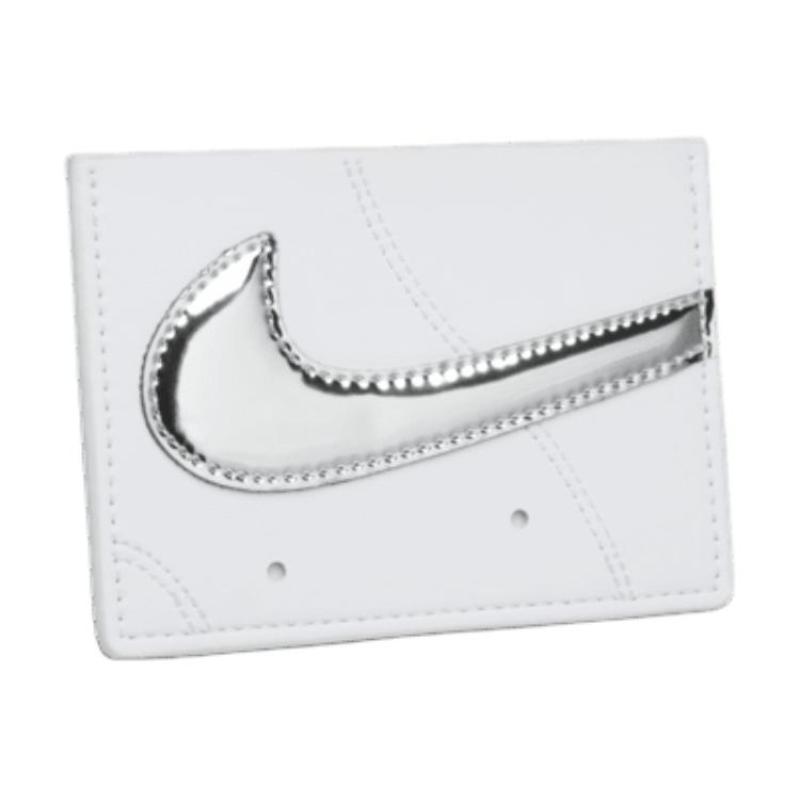 Nike PU Polyurethane Card Holder Unisex White & Metallic Silver Casual HQ6913-159