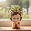 Girl Bust Flowerpot Indoor Head Planter Decorative with Flower Crown for Plant Lovers,