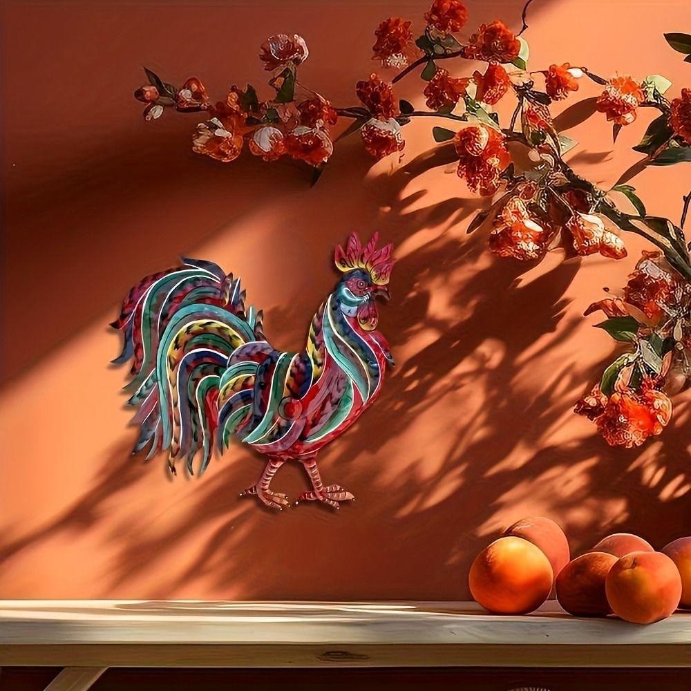 Art Rooster Wall Hanging Decoration Metal Miniatures Figurine Sculpture  Home
