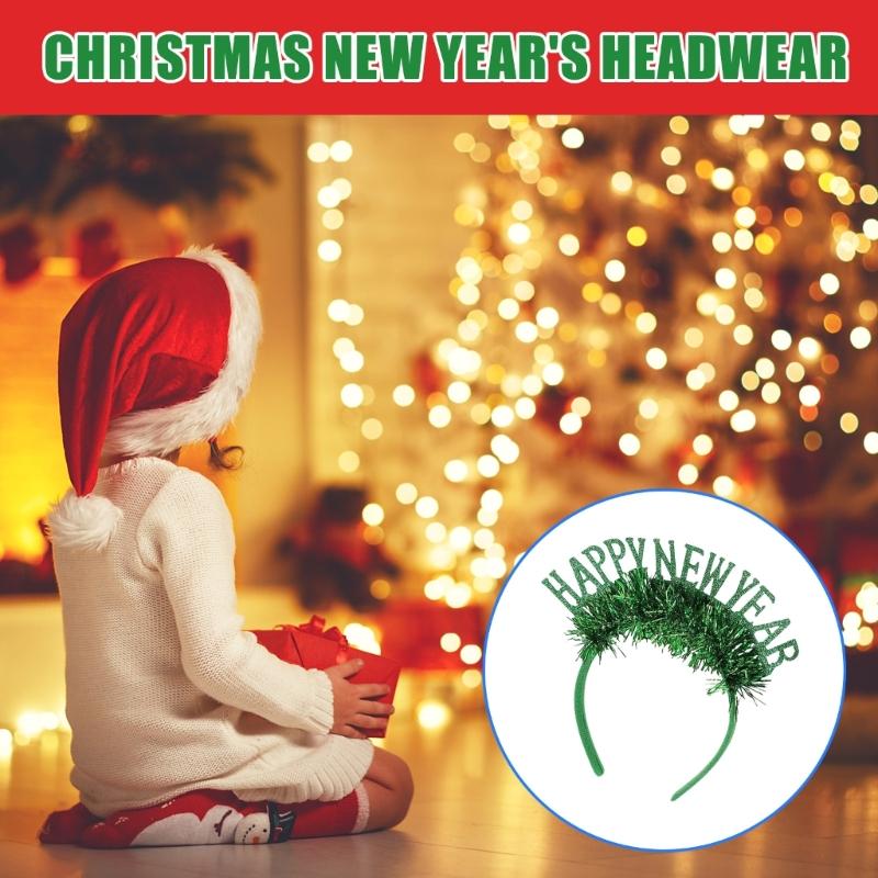 Happy New Year Headband for New Year Party Sequins Garland Headwear for Adult Teens Shimmering Festival Props Hairhoop