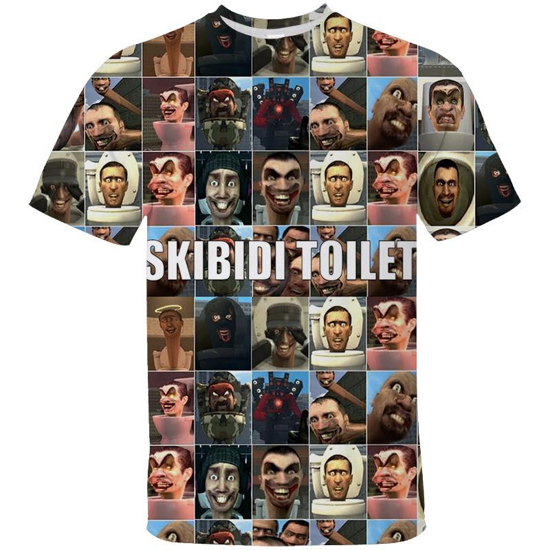 Men's 3D Printed Skibidi Short Sleeved Street Cartoon Camera Printed Fashionable T-shirt