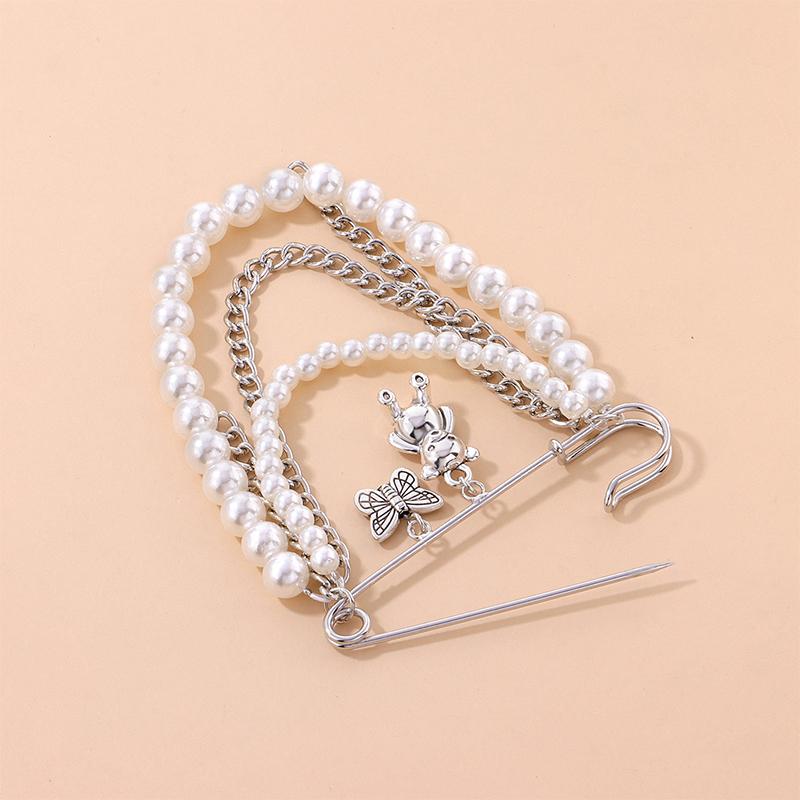 Elegant Pearl Chain Tassel Brooch Fashion Women Clothing Decor Accessories Jewelry Pin Pants Waist Adjust Pins Bag Pendant Gifts
