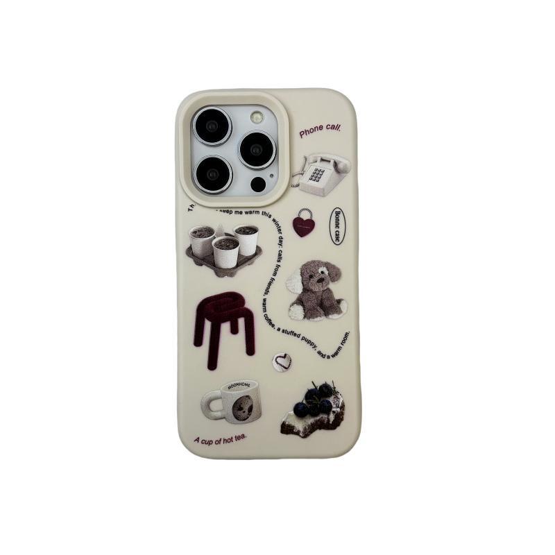 Ins Afternoon Tea Puppy Applicable iPhone17 Mobile Phone Case Apple 16 Liquid 14 Cute 13 Fun 12 Soft 15