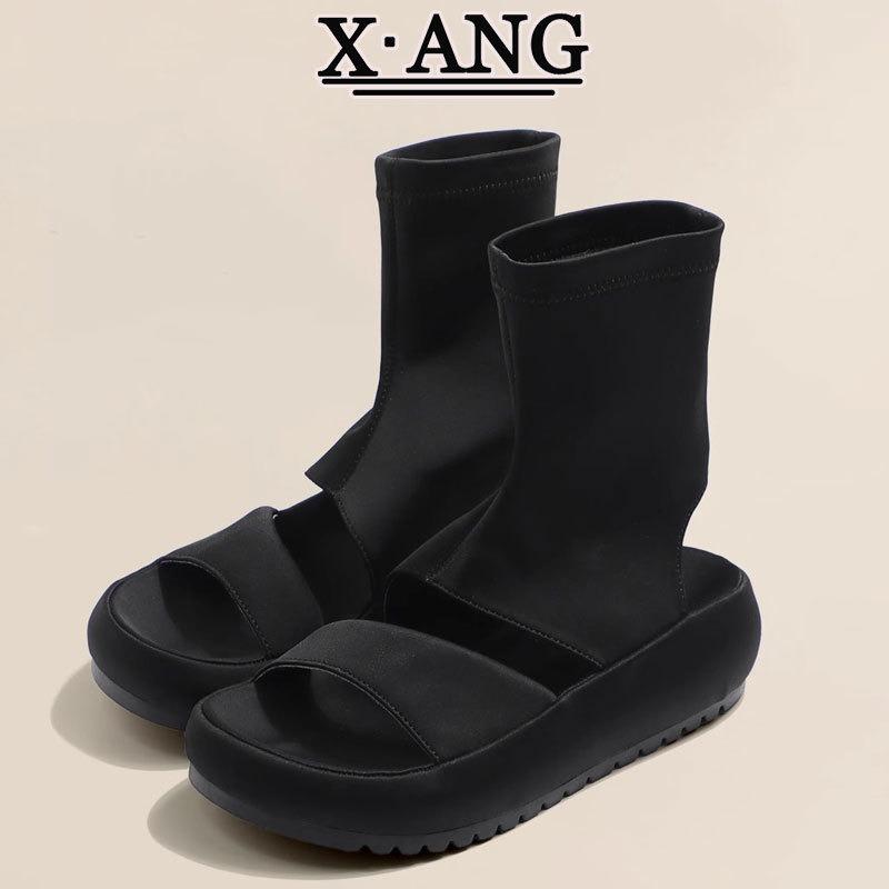 Open-toed Muffin Platform Sandals Women's New Summer with Skirt Cool Boots Elastic Boots Thin Short Boots