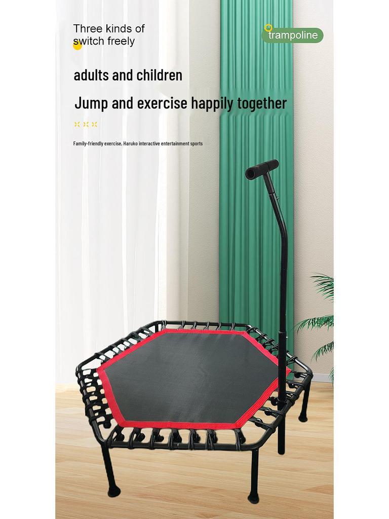 Indoor/Outdoor 45-Inch Hexagonal Trampoline for Adults - Fitness Bouncing Bed In Stock