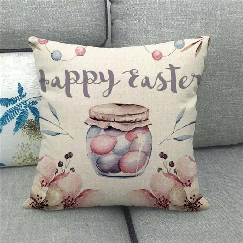 Easter Decor Pillow Covers 45x45cm Cartoon Bunny Eggs Printed Cushion Cover Spring Holiday Party Decorative Pillowcase for Couch