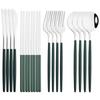 12-16Pcs Chopsticks Knife Fork Spoon Cutlery Set Green Gold Dinnerware Set Luxury Stainless Steel Flatware Korean Tableware Set