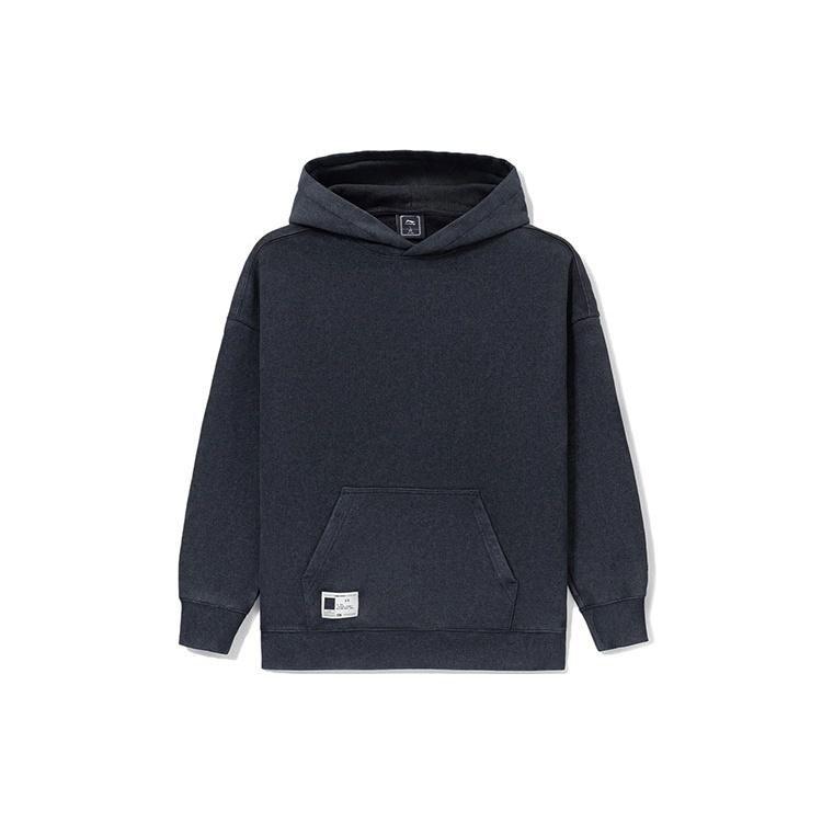 Li-Ning Sports Series Solid Color Loose Hoodie  Black  Unisex AWDS067-8 XL