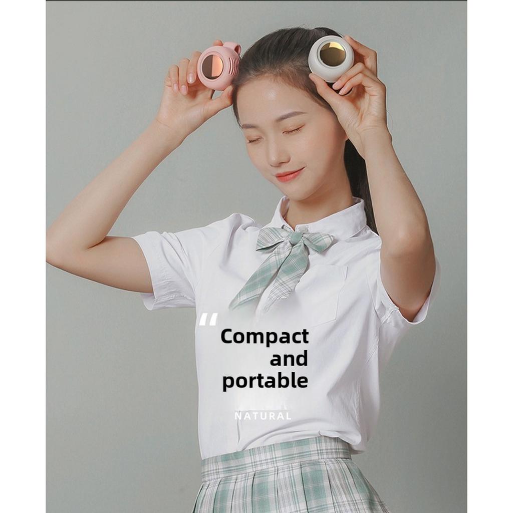 Portable Bladeless Mini Fan with 3-Speed Adjustable Settings, USB Rechargeable, 900mAh Battery for Long-Lasting Use, Lightweight & Rotating Design