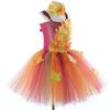 Autumn Maple Leaves Fairy Costumes for Girls Forest Woodland Elf Princess Dresses with Wings Children Halloween Christmas Outfit