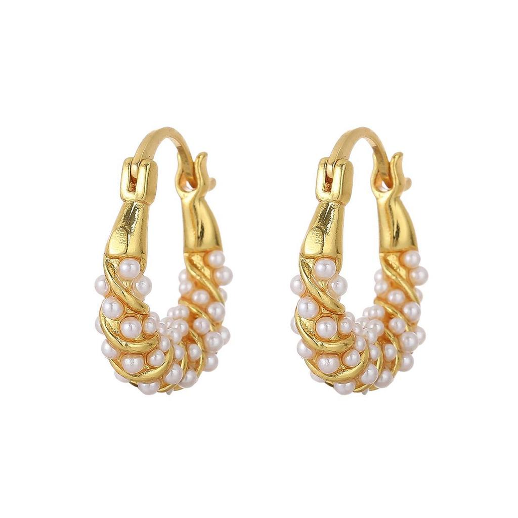 Exquisite Pearl Hoop Earrings: Elegant, Lightweight, Fashionable Design for Women