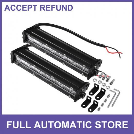 

TWO 18W 7‘’ Off Road Fog Lights Single Row Flood LED Light Bar Universal