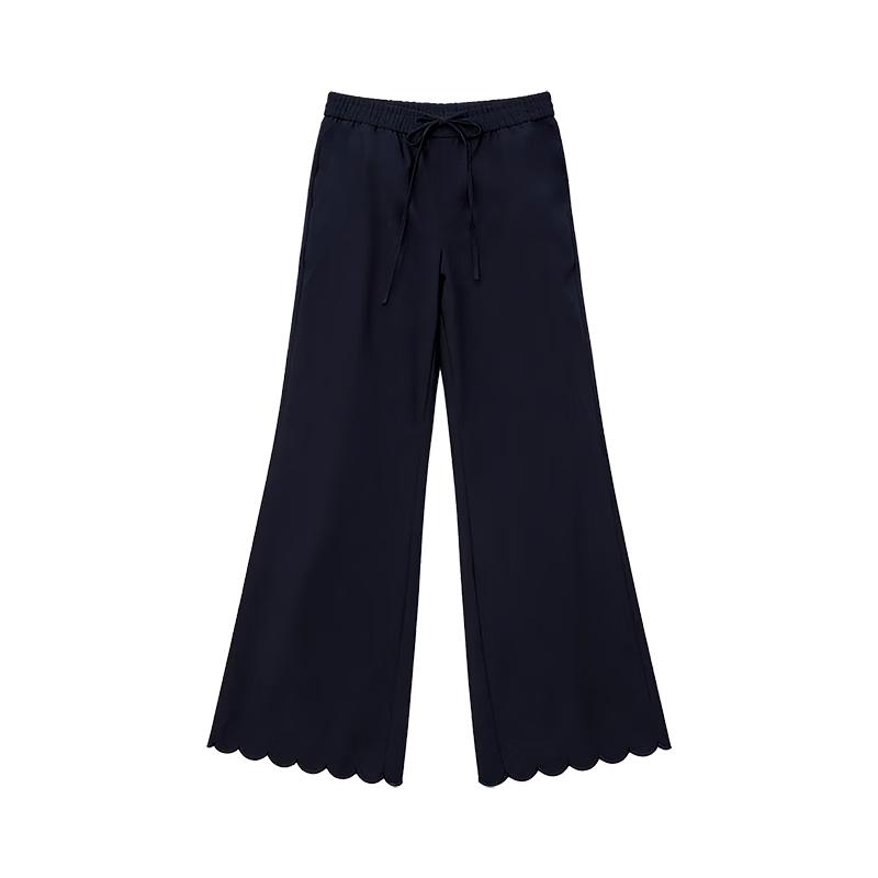 

Women s Navy Cropped Flare Casual Pants S