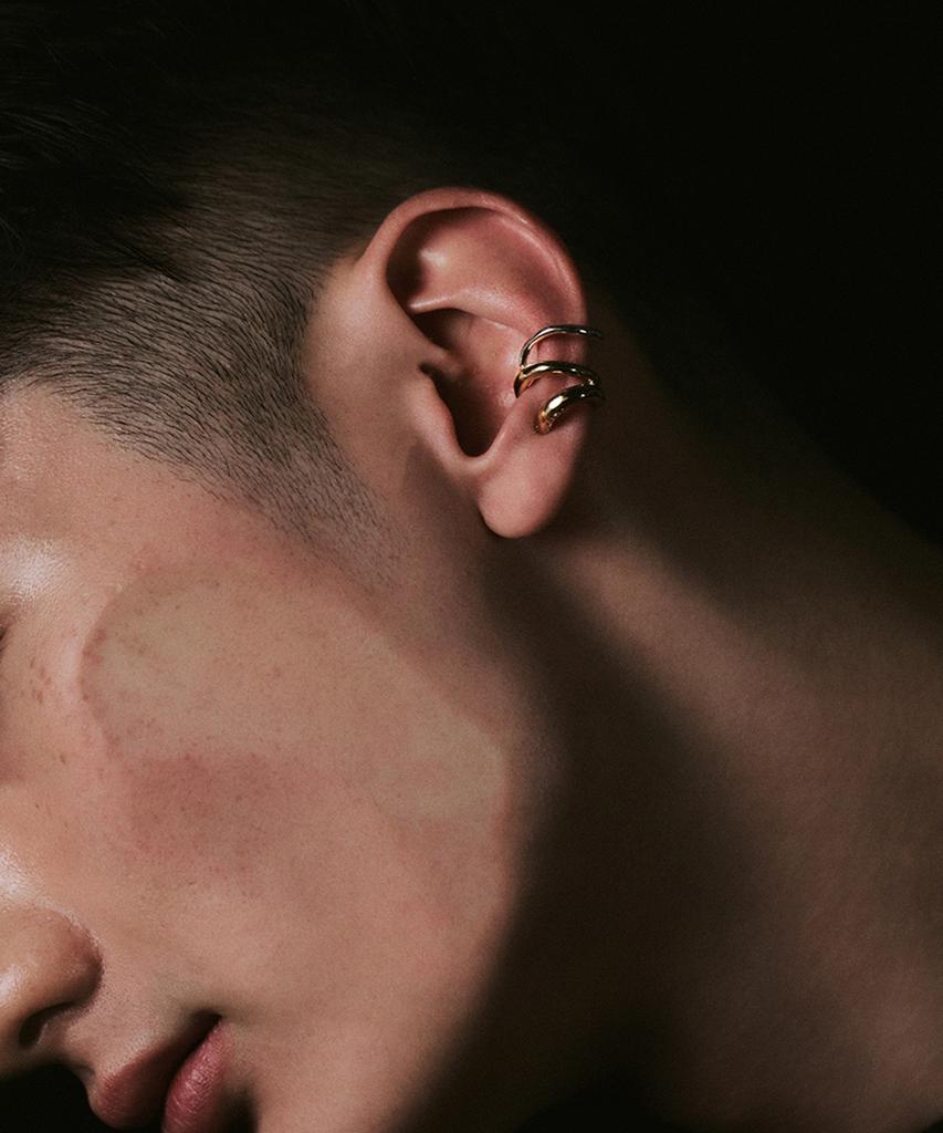 Hustad 244 Combo Earcuff _925 Silver / 14K Gold Combo Earcuff