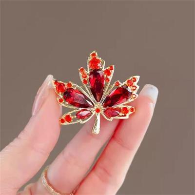 Red  Maple Leaf Shaped Brooches Women Clothing Coat Jewelry Accessories Gifts