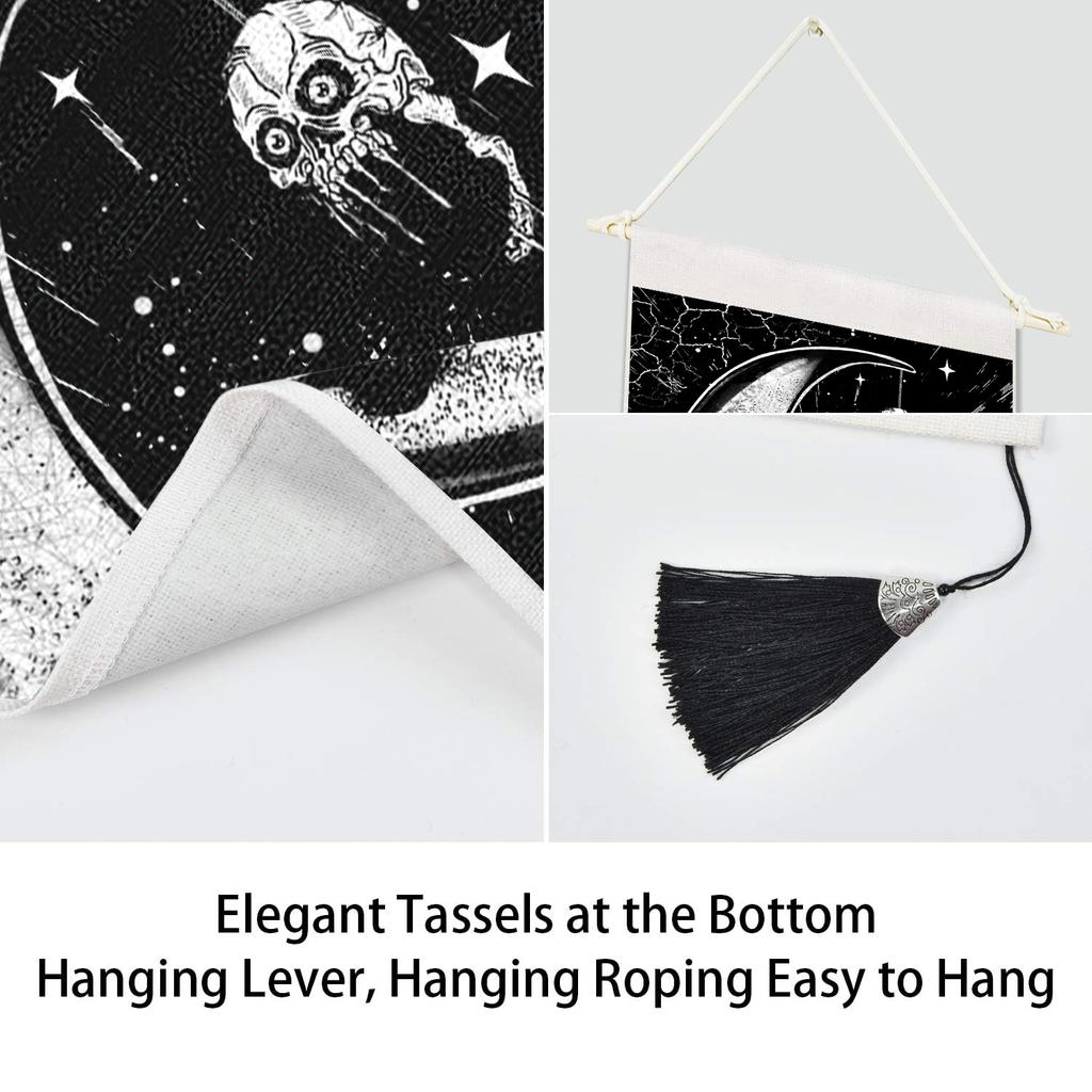 Tapiz de sol y luna para colgar en la pared, tapiz de pared ondulado, tapices psicodélicos bohemios, tapiz blanco y negro, decoración del hogar para habitación