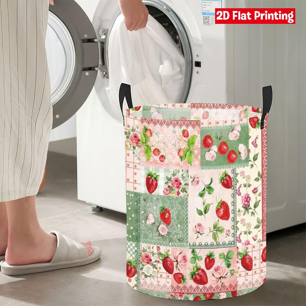 Collapsible Laundry Basket Large Round Waterproof Fabric Hamper Dirty Clothes Storage Bin Toy Organizer with Handles