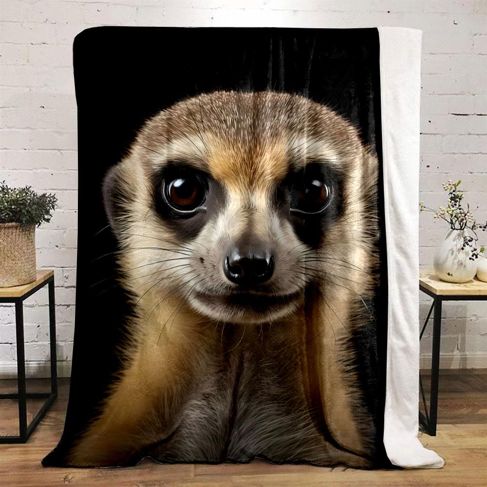 Süßes Erdmännchen Porträt Decke Schlafzimmer Decke für Wohnzimmer Sofa Mittagspause Weicher Überwurf für Freundes Festival Geschenk