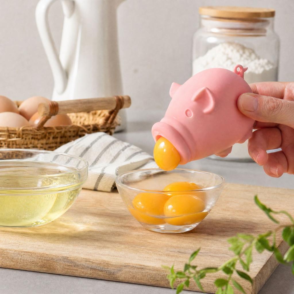 Silicone Egg Yolk and Separator, Cute Pig Shape Kitchen Tool for Baking and Cooking