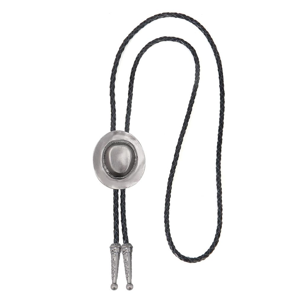 Westliche Bolo-Krawatte mit 3D-Cowboyhut-Akzent, verstellbare Kordel aus Kunstleder, Krawatte für Business Casual Herren-Accessoires