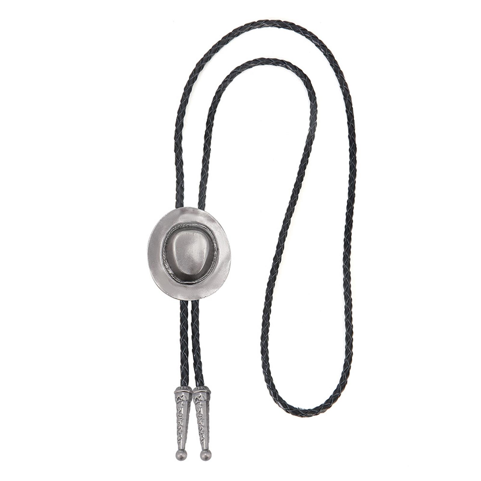 

Западный галстук-боло с 3D акцентом в виде ковбойской шляпы, регулируемый шнурок из искусственной кожи, галстук для делового повседневного стиля, мужские аксессуары серебряный