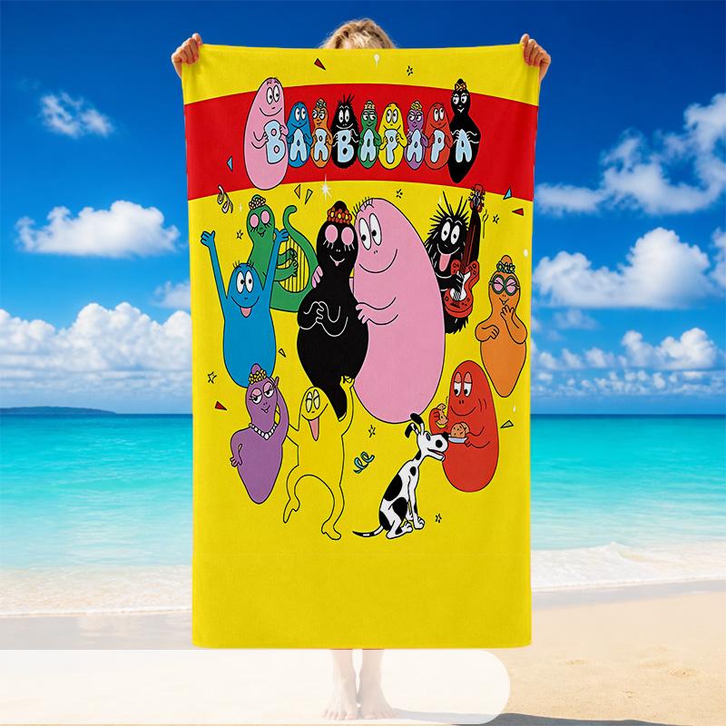 Quick Dry Beach Towel Barbapapa Pattern, Lightweight Absorbent Towel for Pool Beach Vacation Use