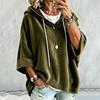 Women's Casual Velvet Hooded Pullover Top with and 3/4 Sleeves