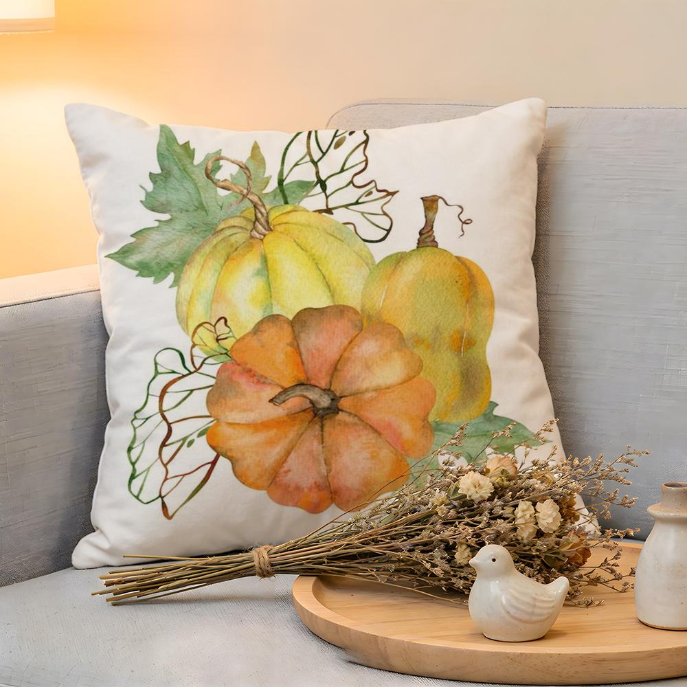 

Cushion Cover Linen SkinFriendly Soft Decorative Case For Sofa Home Decor Colorful Watercolor Pumpkin Pillow cover 30x30cm