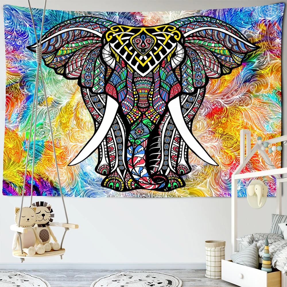 India Mandala Tapestry Elephant Buddha Aesthetic Wall Hanging Print Boho Decor Vintage Ation Psychedelic Home  Room