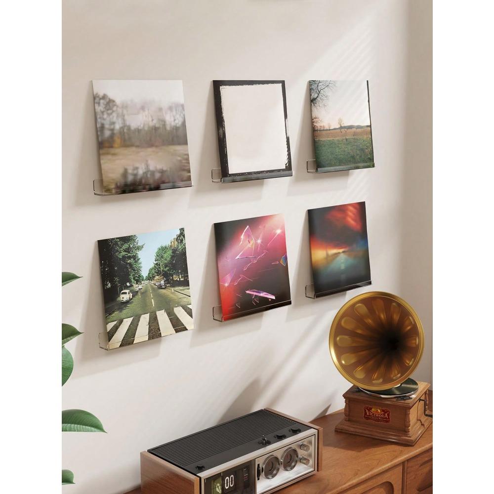 Transparent Black Vinyl Record Wall Mounted Display Rack, Acrylic Wall Mounted LP Holder with Hardware, Nail Polish Storage Organizer