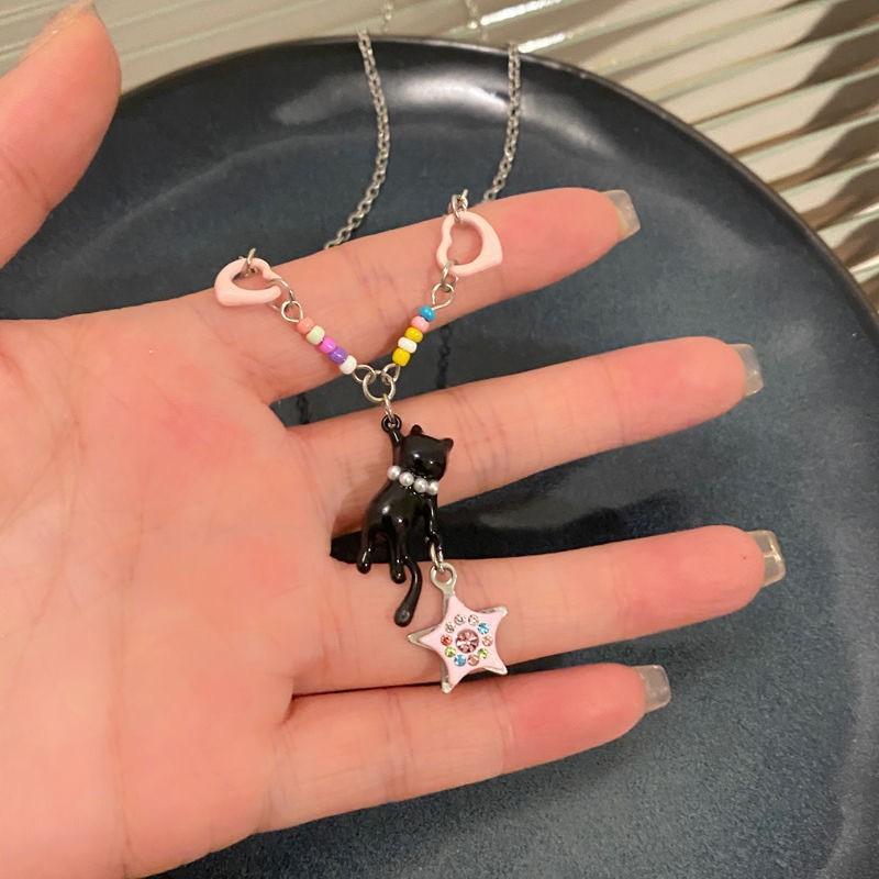 Strawberry Bubble  Summer Niche Design Bow Heart Sweet Color Beaded Necklace Necklace