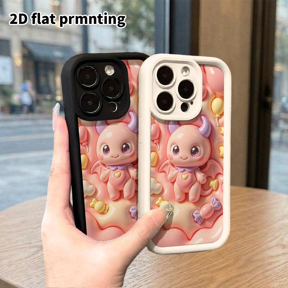 Phone Case: 2D Flat Design Suitable for iPhone 18 17 16 15 14 13 Pro Protective Case, Pink Little Devil, Perfect Christmas and Halloween Holiday Gift