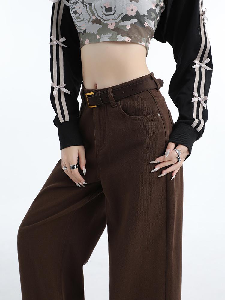 

Женские джинсы Ankola из красного вельвета широкие от бедра - Изогнутый крой, Свободная драпировка, Осень/Зима 2024 S